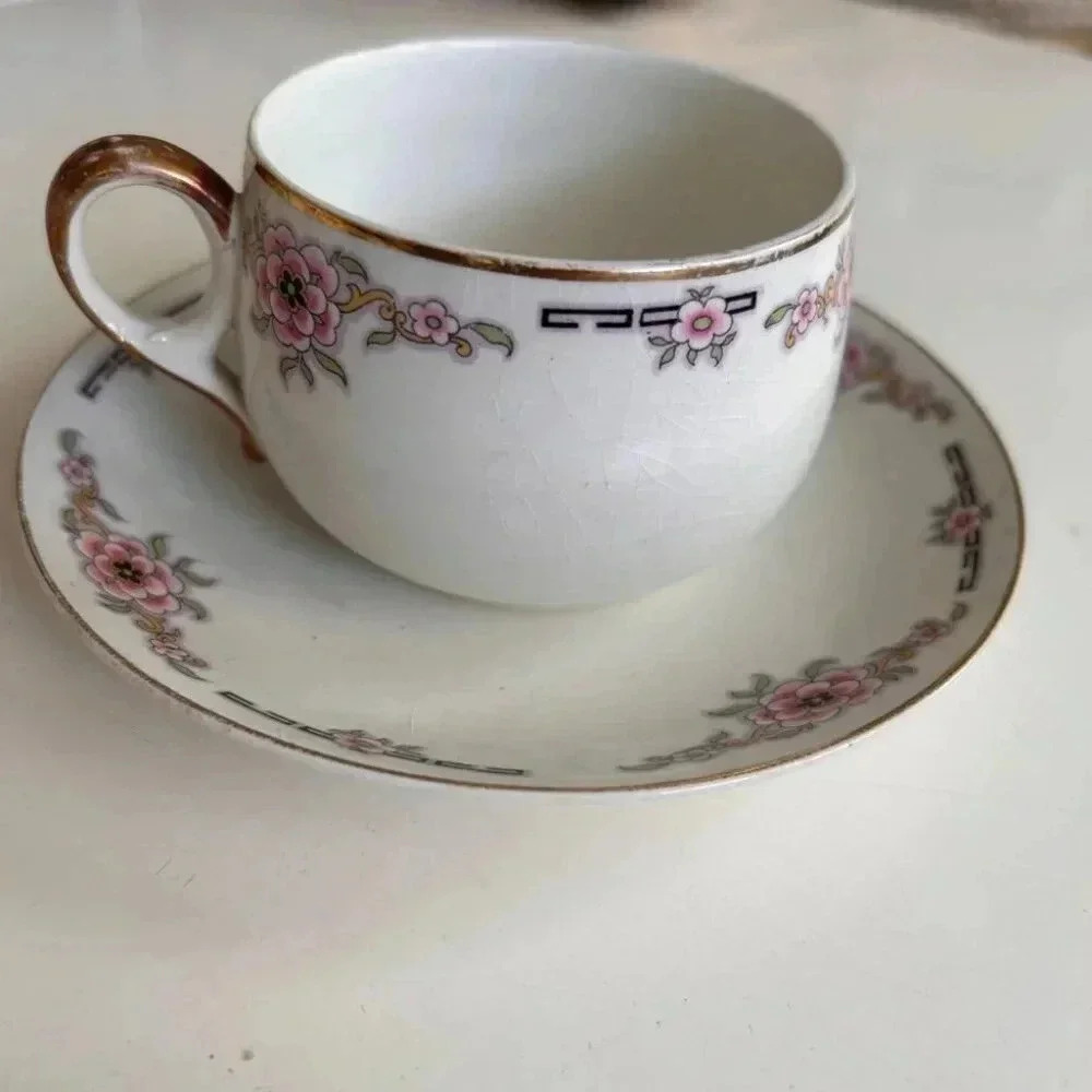 Rare 2 Art Deco Alfred Meakin Milldale Cups and Saucers from 1920’s - Picture 9 of 10